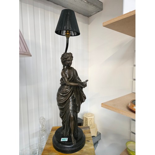 407 - Bronze figural lamp of a lady 

80cm high x 20cm across