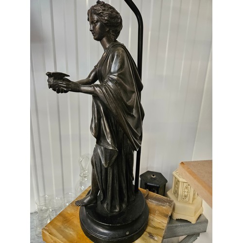 407 - Bronze figural lamp of a lady 

80cm high x 20cm across