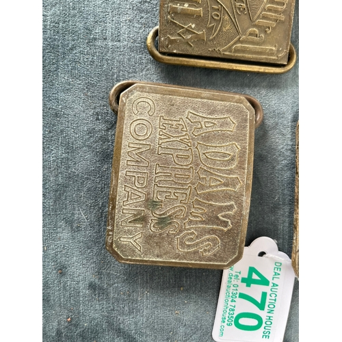 470 - 5 x American brass belt buckles 
Railway