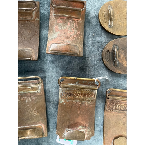 474 - 7 x American brass belt buckles