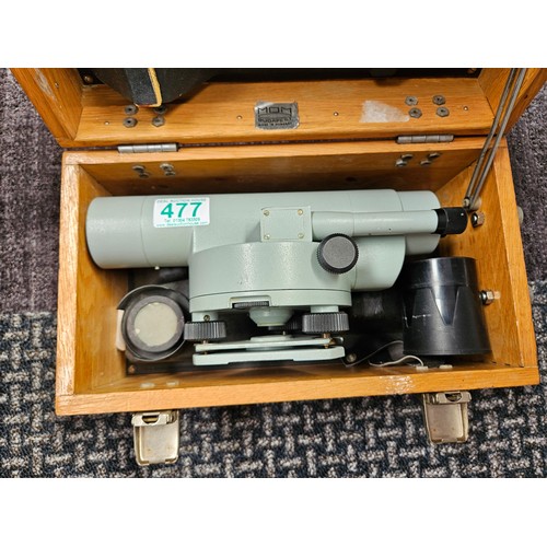 477 - MOM Budapest cased theodolite.