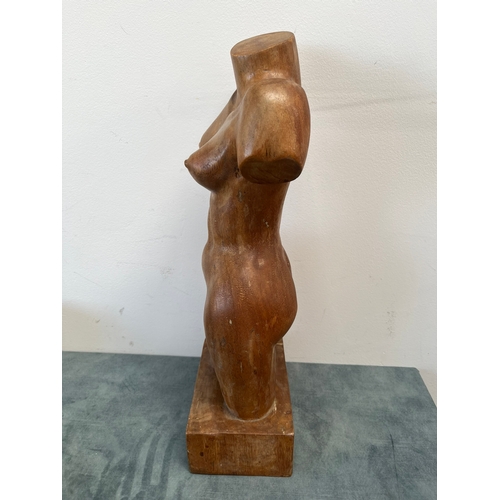 504 - Wooden carved bust/ torso of a lady