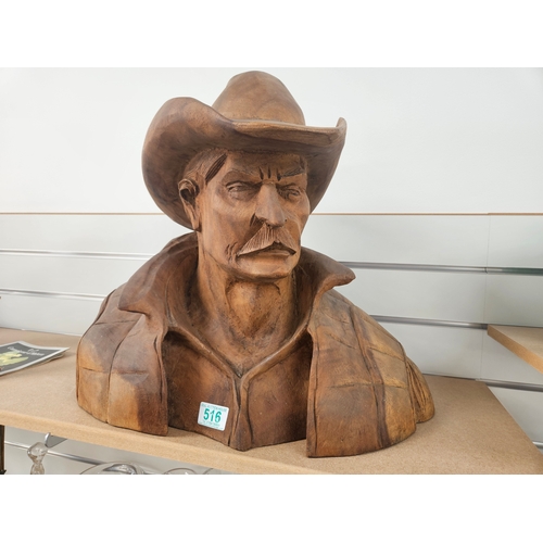 516 - Large Lifesize wooden carved model of a cowboy.
Very heavy