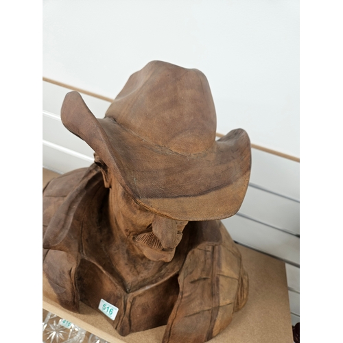 516 - Large Lifesize wooden carved model of a cowboy.
Very heavy