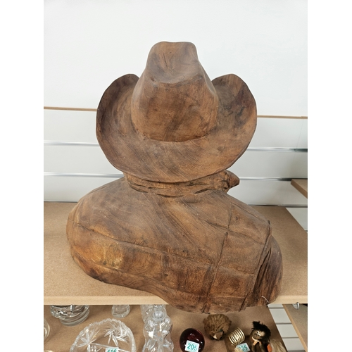 516 - Large Lifesize wooden carved model of a cowboy.
Very heavy