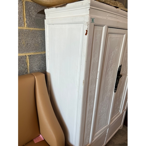 69 - Large oriental white painted wedding type cupboard