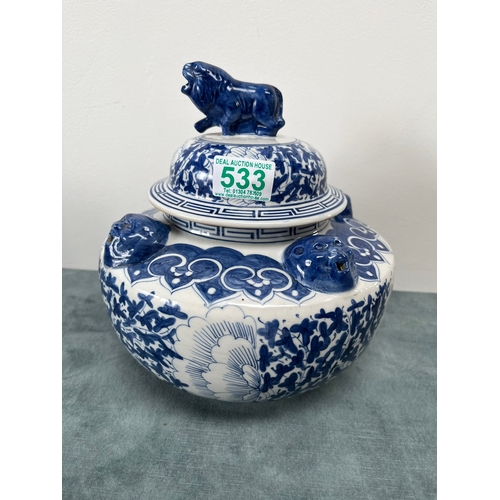 533 - Large lidded bowl oriental