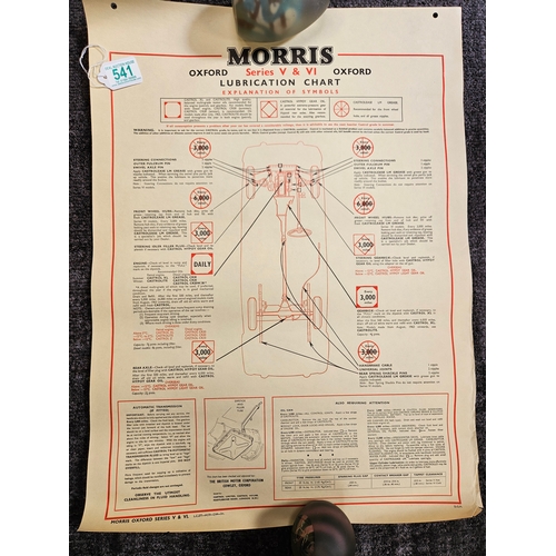 541 - 3 x Automobilia car lubrication charts 
Including - Morris Minor 1000, Morris Minor 1100, Morris Oxf... 