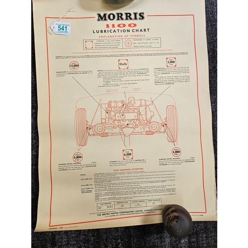 541 - 3 x Automobilia car lubrication charts 
Including - Morris Minor 1000, Morris Minor 1100, Morris Oxf... 