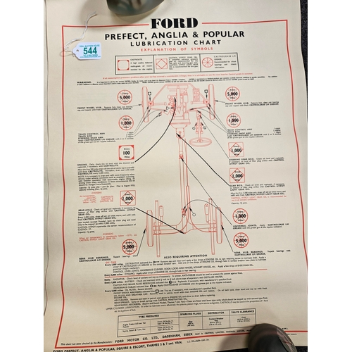 544 - 7 x Automobilia car lubrication charts 
Including - Ford Consul Corsair, Ford Capri, Ford Zodiac, Fo... 