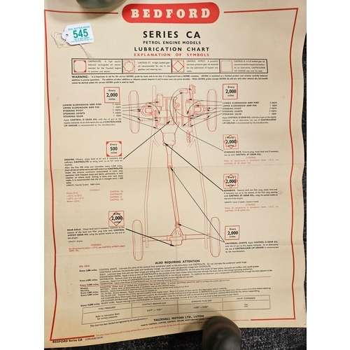 545 - 8 x Automobilia car lubrication charts 
Including - Morris Mini Minor, Austin 1100, Austin A40, Aust... 