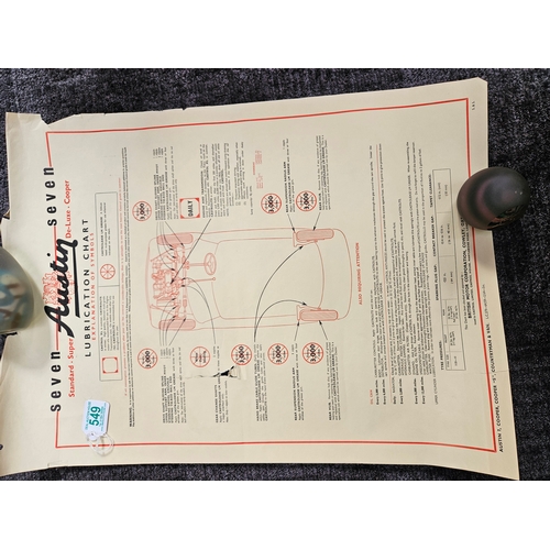 549 - 4 x Automobilia car lubrication charts 
Including - Sunbeam Rapier, Sunbeam Alpine, Dauphine, Austin... 