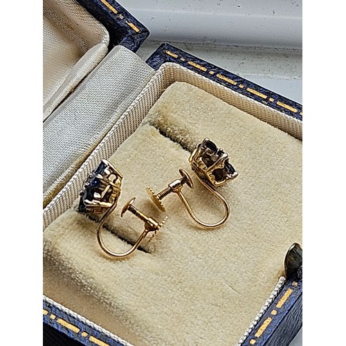 580H - 9ct yellow gold and sapphire earrings