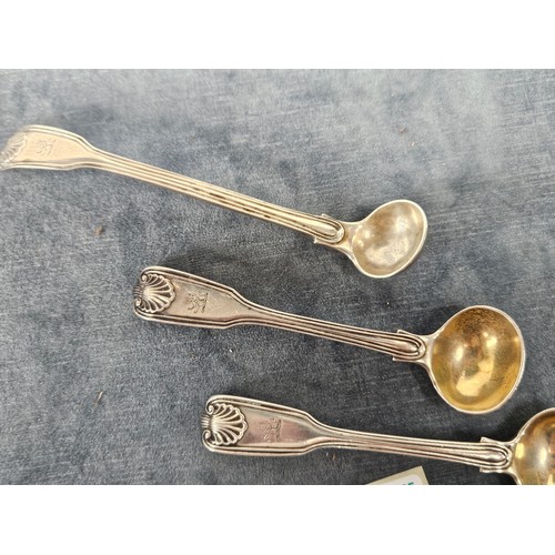 588 - 3 x Solid silver hallmarked mustard spoons. 82g