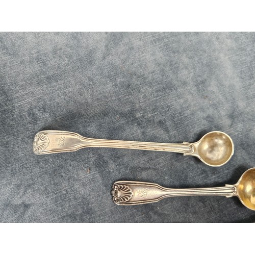 588 - 3 x Solid silver hallmarked mustard spoons. 82g