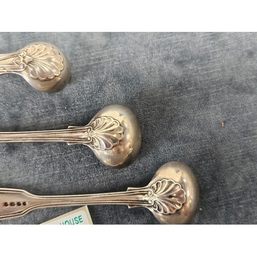 588 - 3 x Solid silver hallmarked mustard spoons. 82g