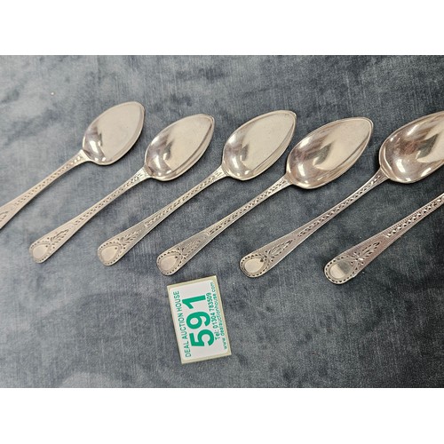 591 - Antique Georgian solid silver hallmarked set of 6 spoons