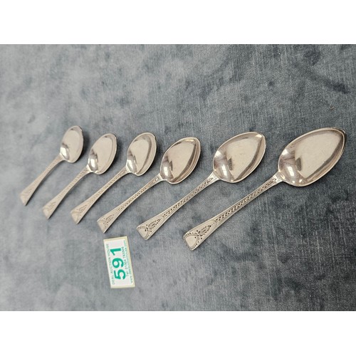 591 - Antique Georgian solid silver hallmarked set of 6 spoons