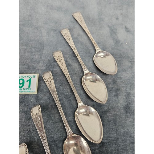 591 - Antique Georgian solid silver hallmarked set of 6 spoons