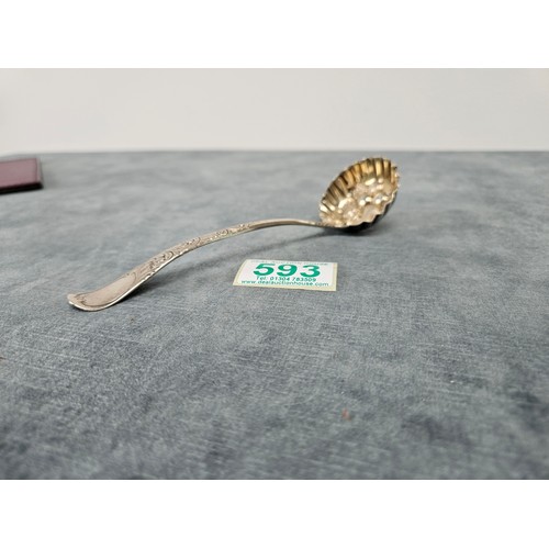 593 - Solid silver Hester Bateman berry spoon