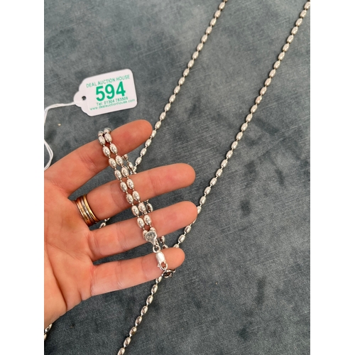 594 - Large silver necklace and matching bracelet