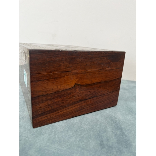 178 - Small antique rosewood and brass inlay box