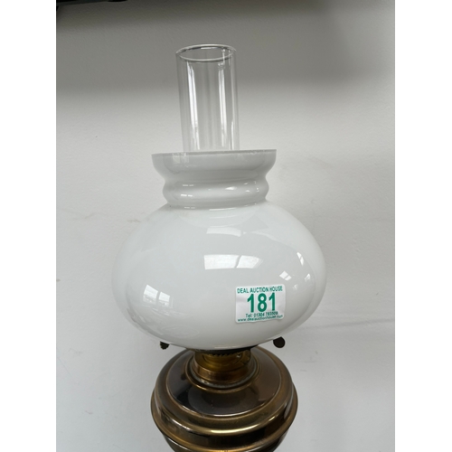 181 - Large oil lamp with glass shade