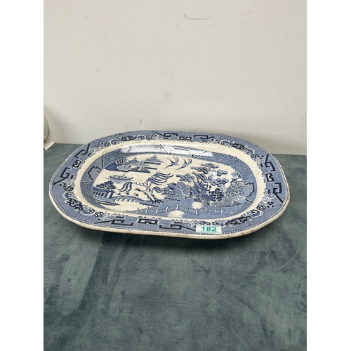 182 - Antique Victorian Blue Willow meat platter