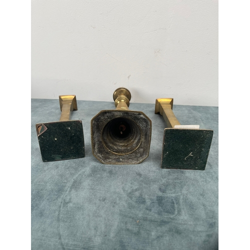 197 - 3 x Brass candlesticks