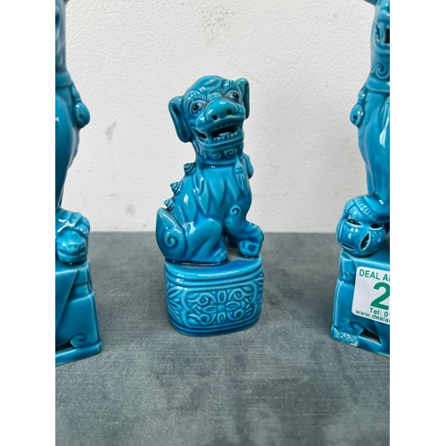 207 - 3 x Chinese turquoise dogs of foo