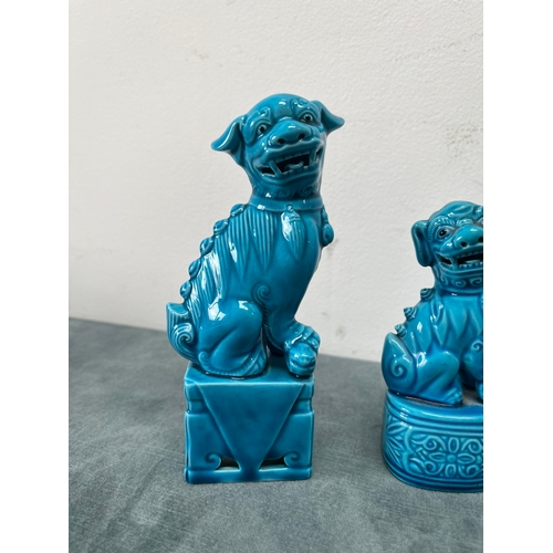 207 - 3 x Chinese turquoise dogs of foo