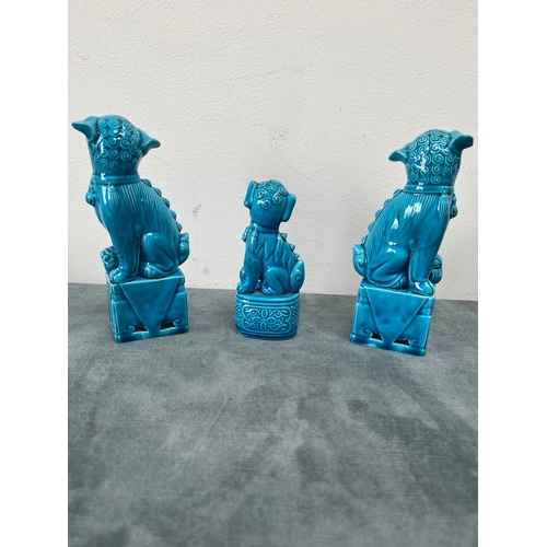 207 - 3 x Chinese turquoise dogs of foo