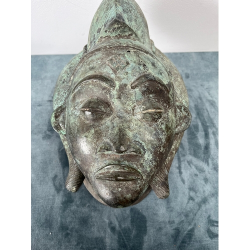 210 - Large antique African? tribal bronzed mask