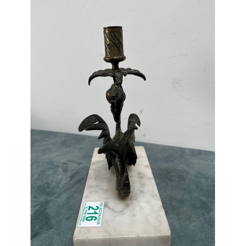 216 - Candle stick on marble base in form of a dragon