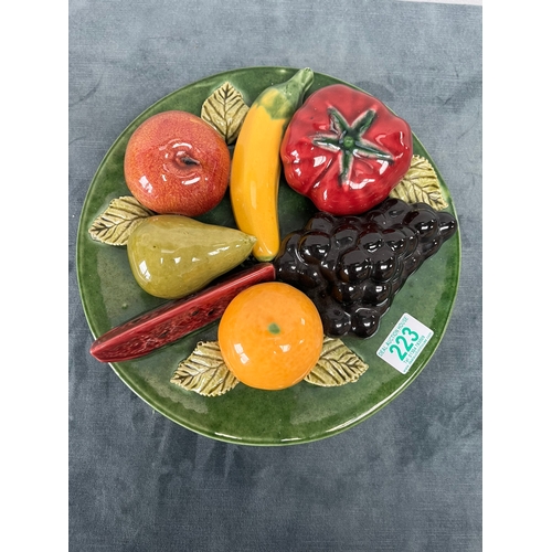 223 - Majolica style porcelain plate of fruit