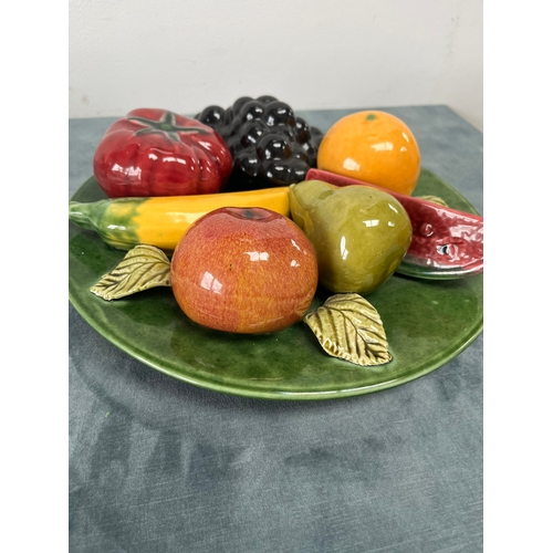 223 - Majolica style porcelain plate of fruit