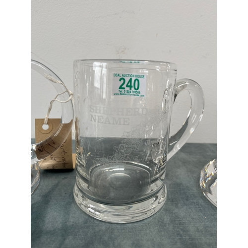 240 - Darlington glass tankard - Silver Jubilee & J.S Bach 
One other Shepherd Neame glass tankard