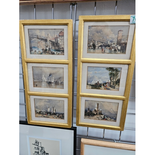 703 - Group of 6 watercolor paintings.
Writing to reverse stating Bonhams attributed them in 1987 to Clark... 