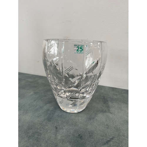 258 - Signed Walsh cut crystal vase