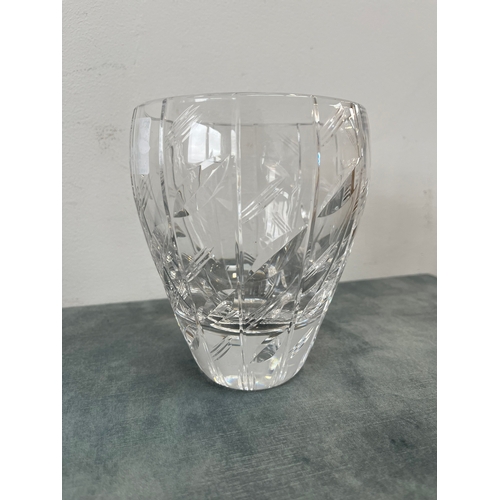 258 - Signed Walsh cut crystal vase