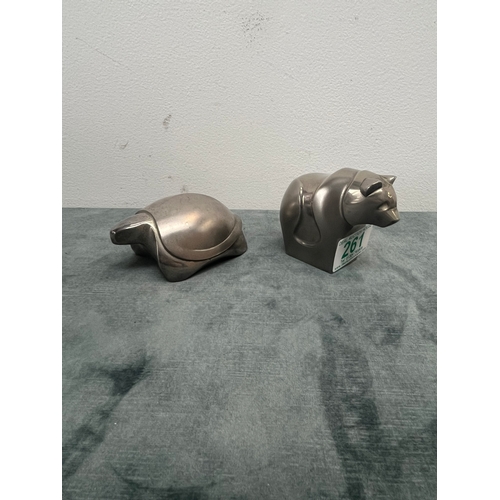 261 - 2 x Dansk silver plate paperweights - tortoise and bear