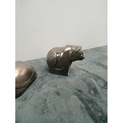 261 - 2 x Dansk silver plate paperweights - tortoise and bear