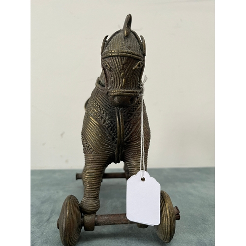 281 - Antique oriental model of trojan horse. On wheels - potentially bronze