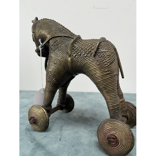 281 - Antique oriental model of trojan horse. On wheels - potentially bronze