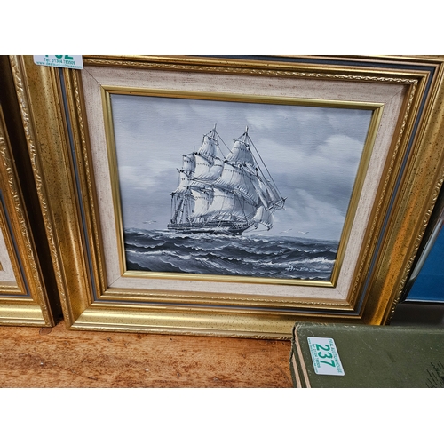 732 - 2x Maritime monochrome paintings by John Ambrose