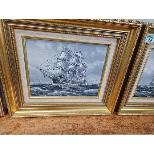 732 - 2x Maritime monochrome paintings by John Ambrose