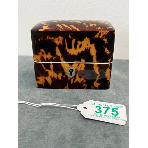 375 - Small tortoiseshell box with velvet interior