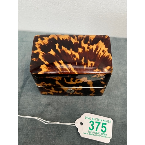 375 - Small tortoiseshell box with velvet interior