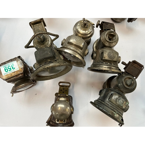 359 - Six various carbide lamps