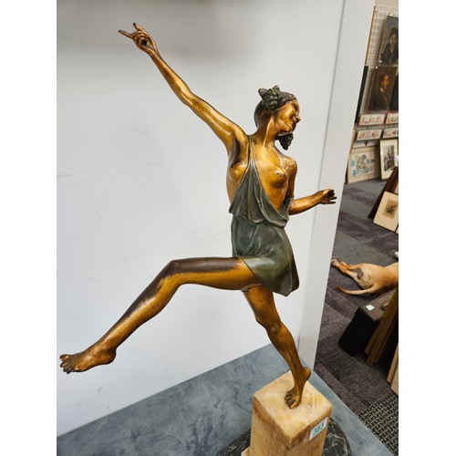 383 - Original Art Deco cold painted bronze of a dancing nude lady. 

Signed to the lower base - Style of ... 